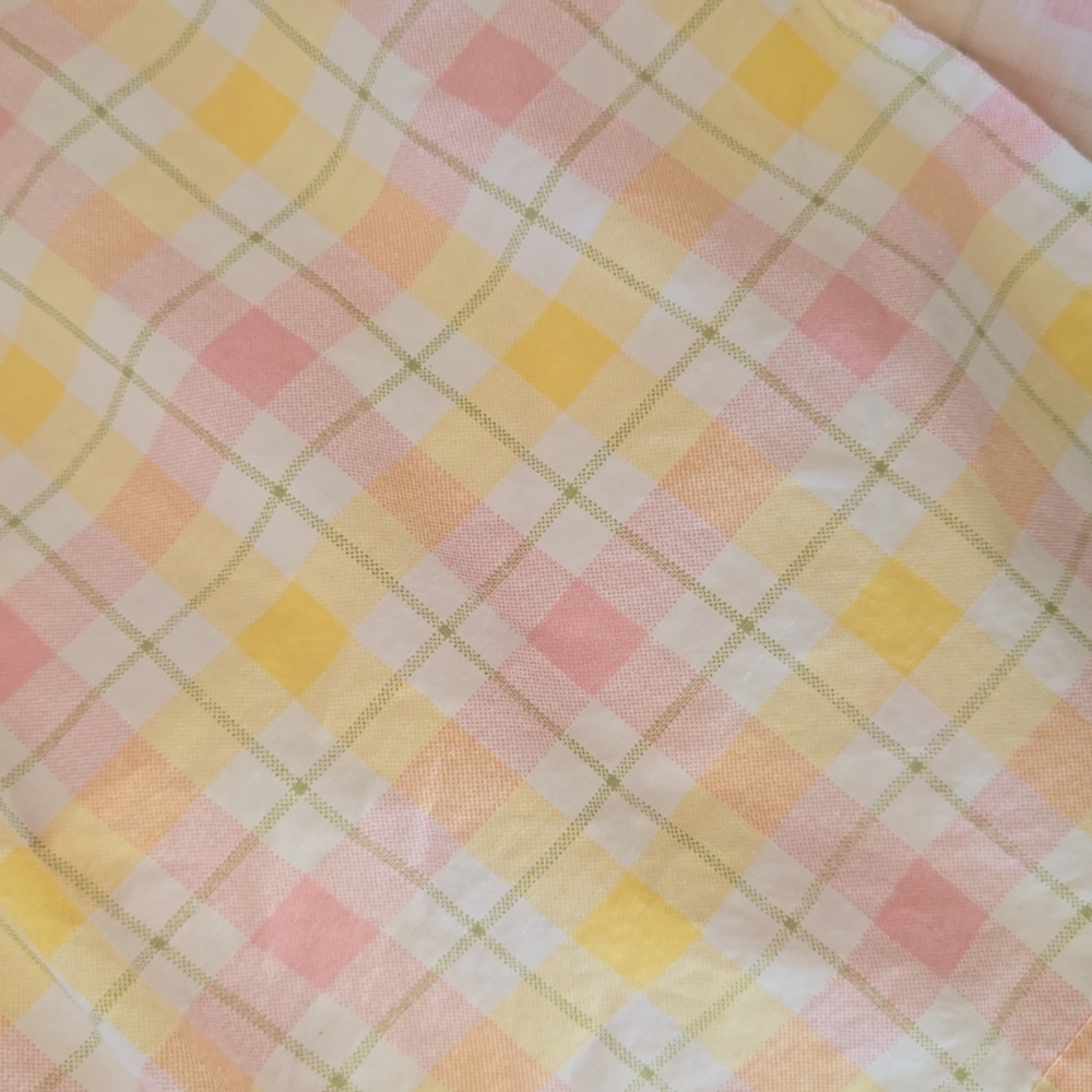 Pottery Barn Kids twin size bed skirt / dust ruffle. Pink and yellow plaid. - Picture 3 of 3